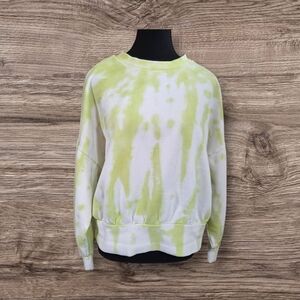 Old Navy Women's Tie-Dye Sweater - Green and White Size L